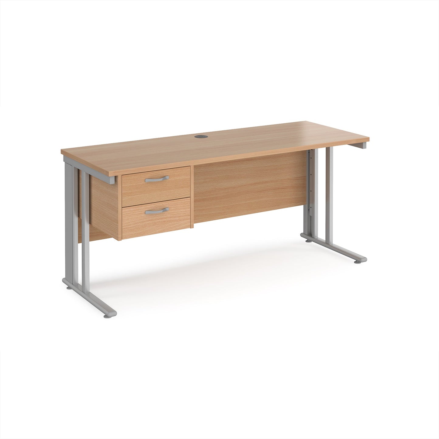 Maestro 25 cable managed 600mm deep desk with 2 drawer ped