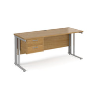 Maestro 25 cable managed 600mm deep desk with 2 drawer ped
