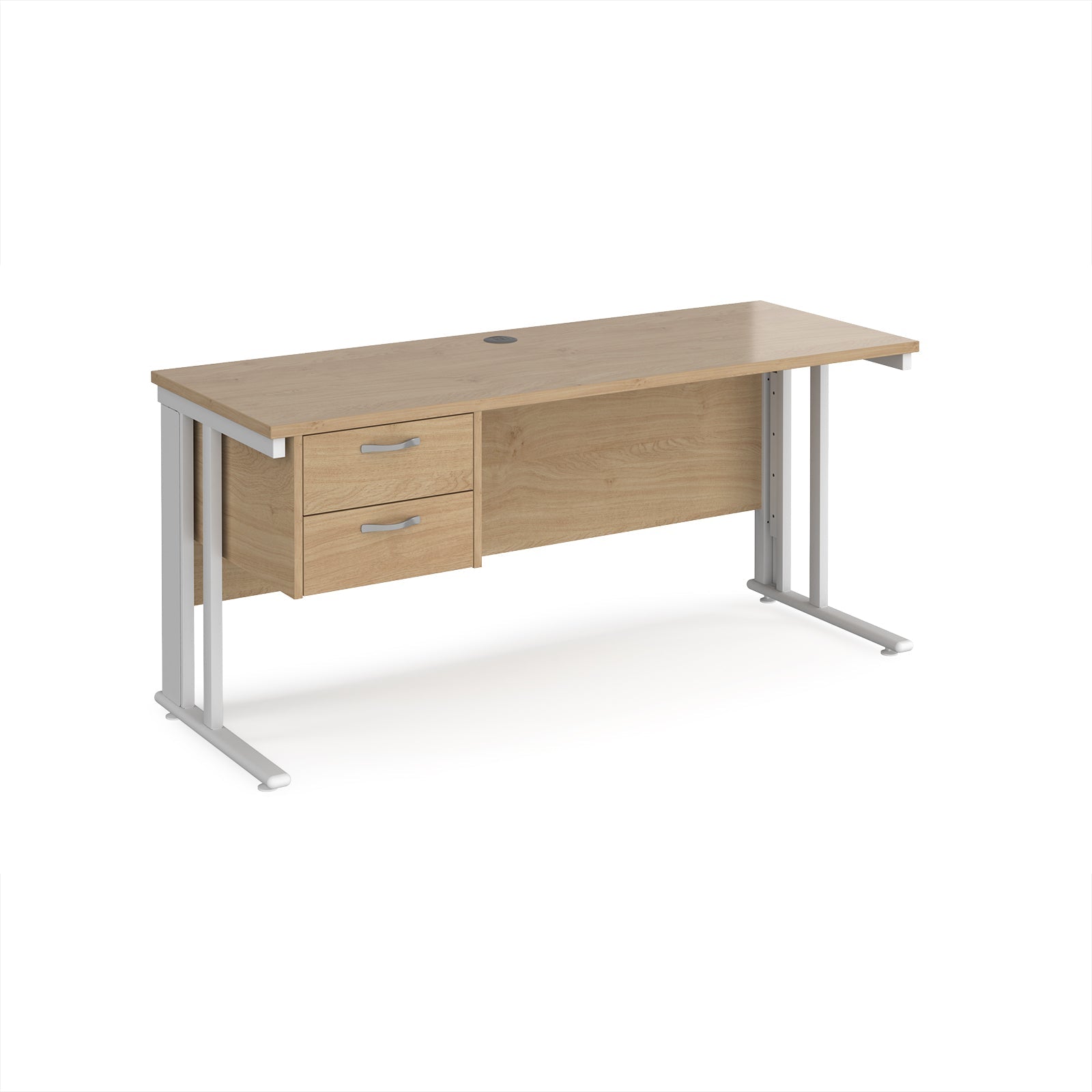 Maestro 25 cable managed 600mm deep desk with 2 drawer ped