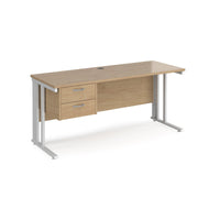 Maestro 25 cable managed 600mm deep desk with 2 drawer ped
