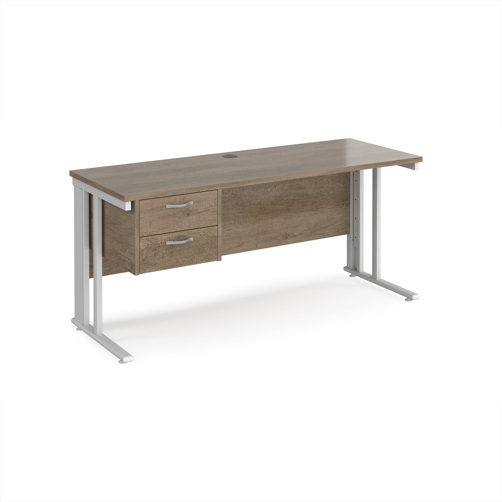 Maestro 25 cable managed 600mm deep desk with 2 drawer ped