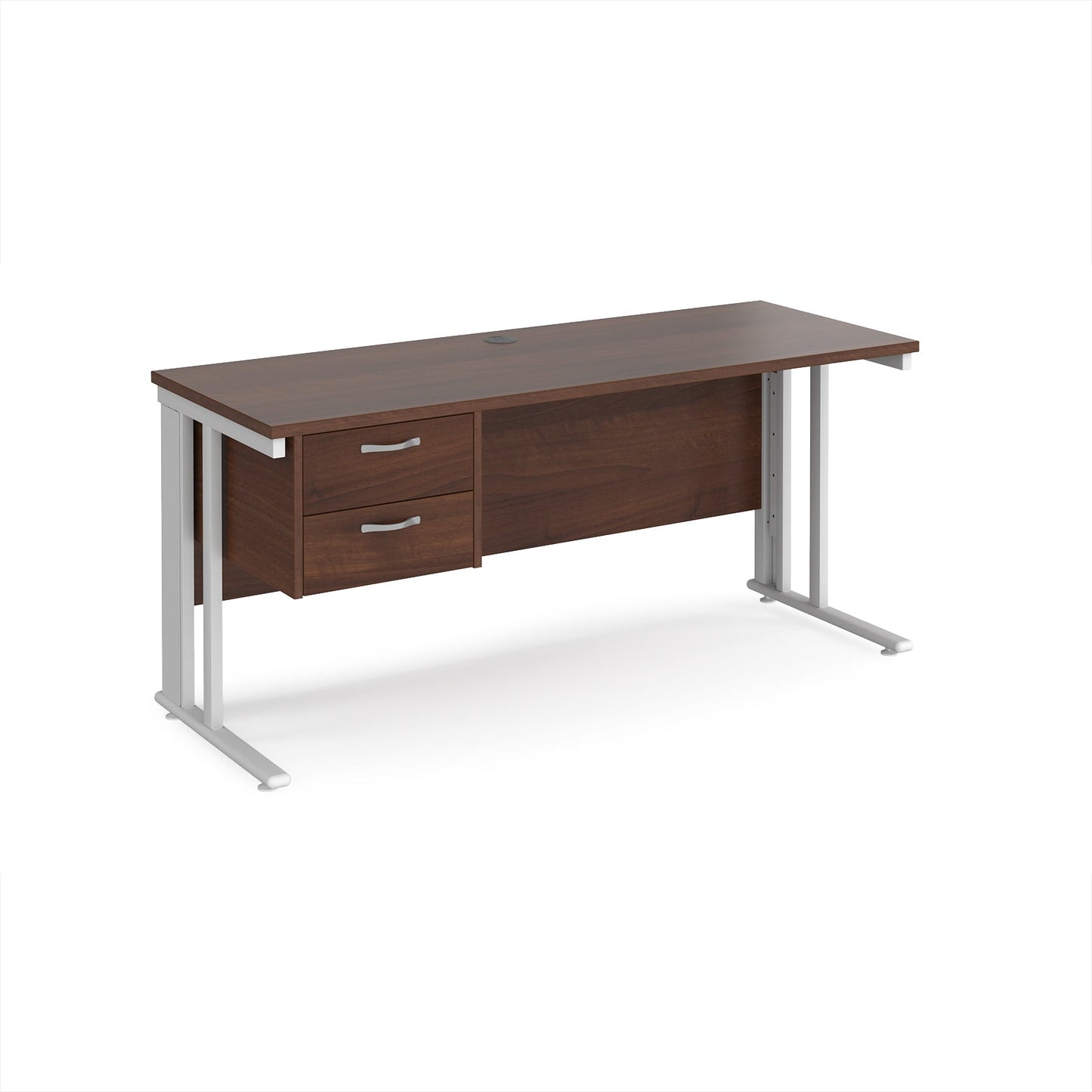 Maestro 25 cable managed 600mm deep desk with 2 drawer ped