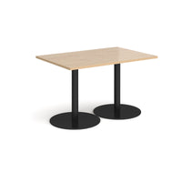 Monza rectangular dining table with flat round bases