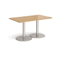 Monza rectangular dining table with flat round bases