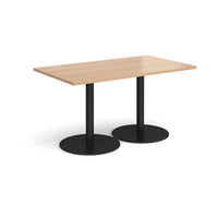 Monza rectangular dining table with flat round bases