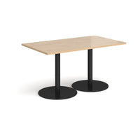 Monza rectangular dining table with flat round bases