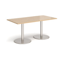 Monza rectangular dining table with flat round bases