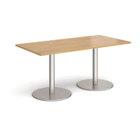 Monza rectangular dining table with flat round bases