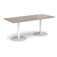 Monza rectangular dining table with flat round bases