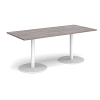 Monza rectangular dining table with flat round bases