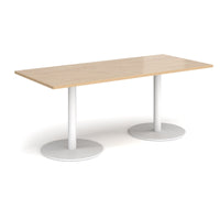 Monza rectangular dining table with flat round bases