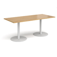 Monza rectangular dining table with flat round bases