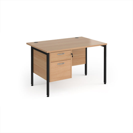 Maestro 25 H-Frame 800mm deep desk with 2 drawer ped