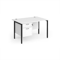 Maestro 25 H-Frame 800mm deep desk with 2 drawer ped