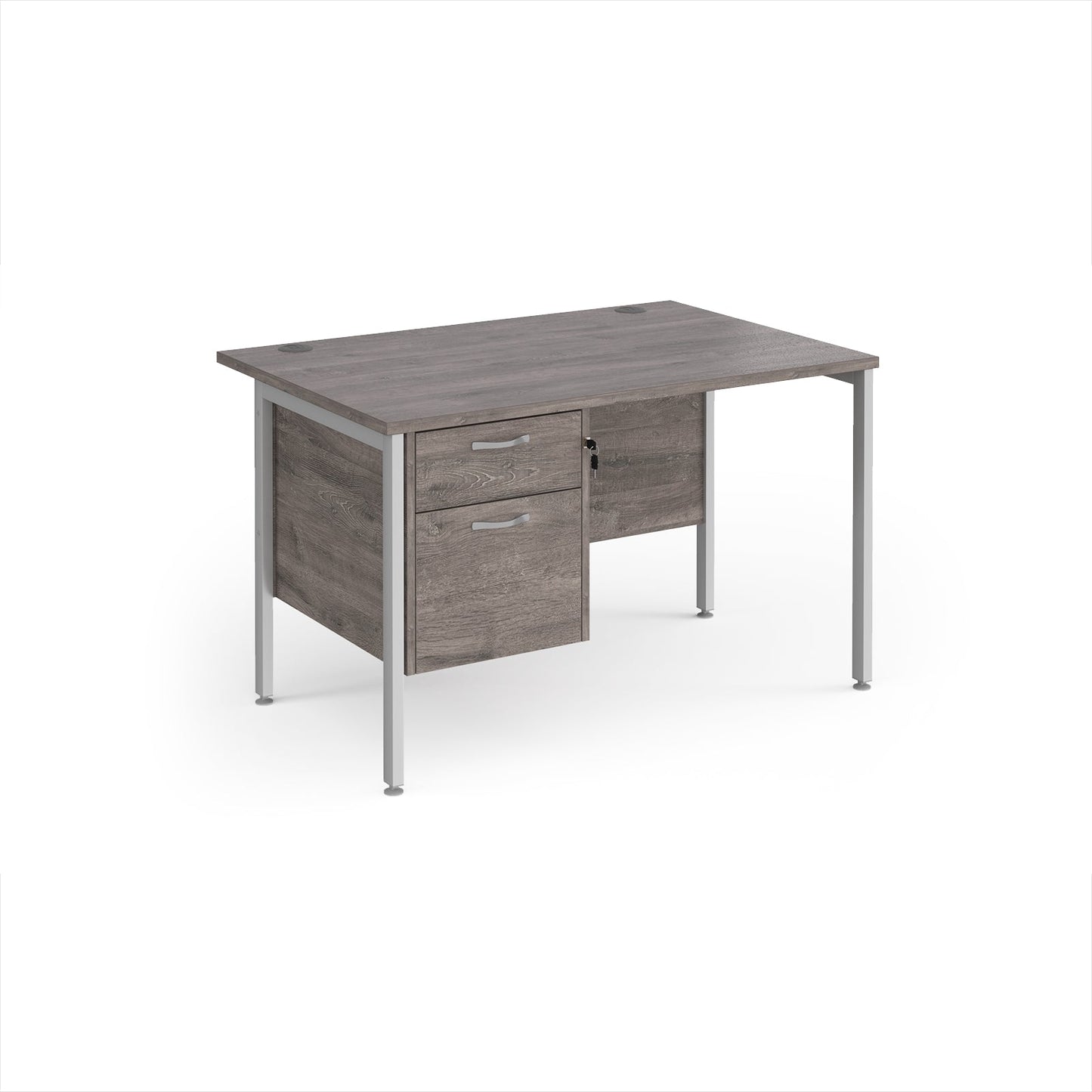 Maestro 25 H-Frame 800mm deep desk with 2 drawer ped