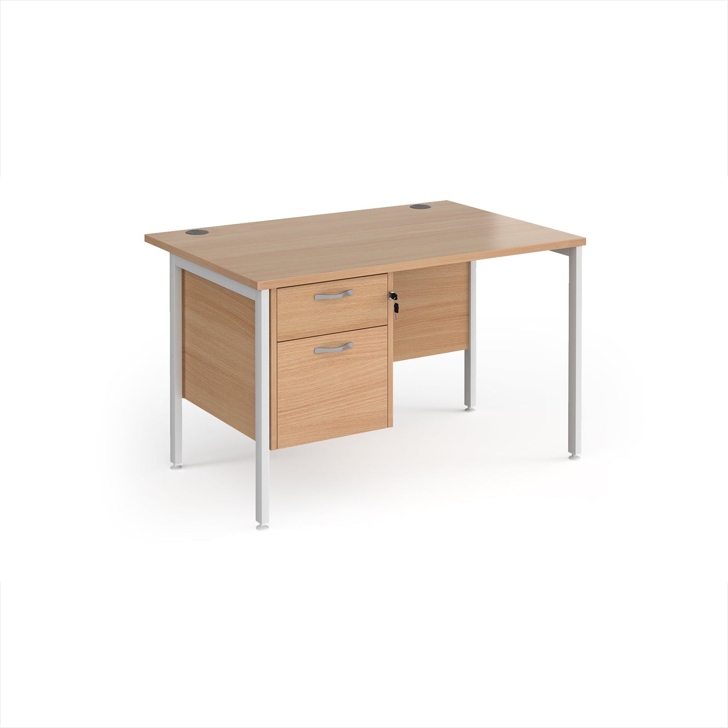 Maestro 25 H-Frame 800mm deep desk with 2 drawer ped