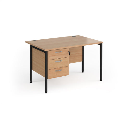 Maestro 25 H-Frame 800mm deep desk with 3 drawer ped