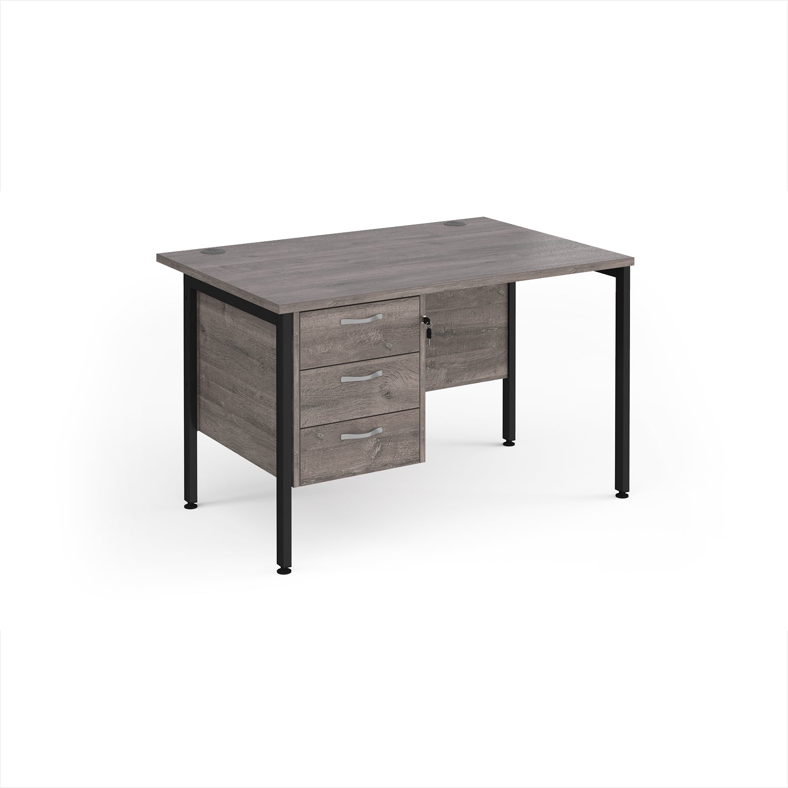 Maestro 25 H-Frame 800mm deep desk with 3 drawer ped