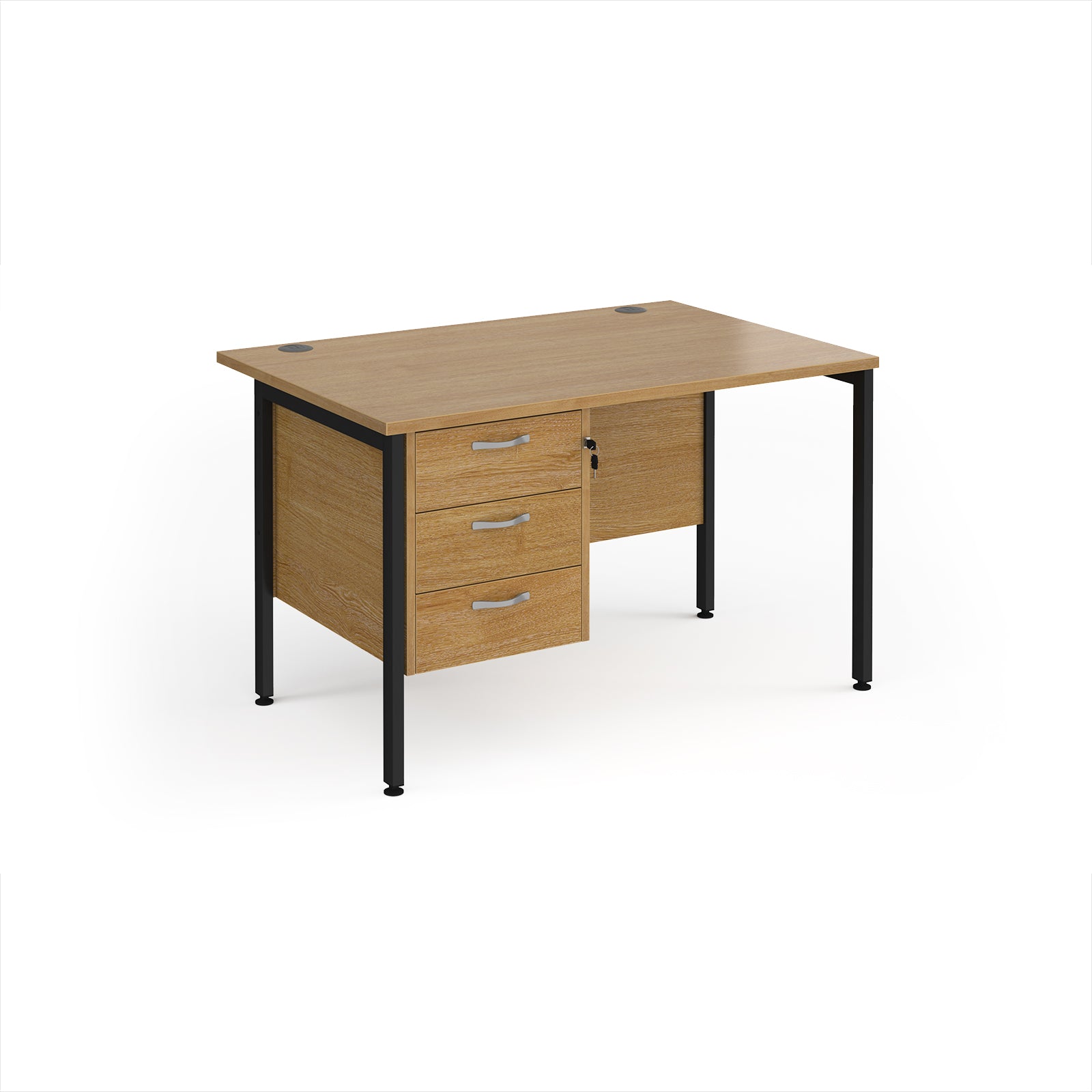 Maestro 25 H-Frame 800mm deep desk with 3 drawer ped