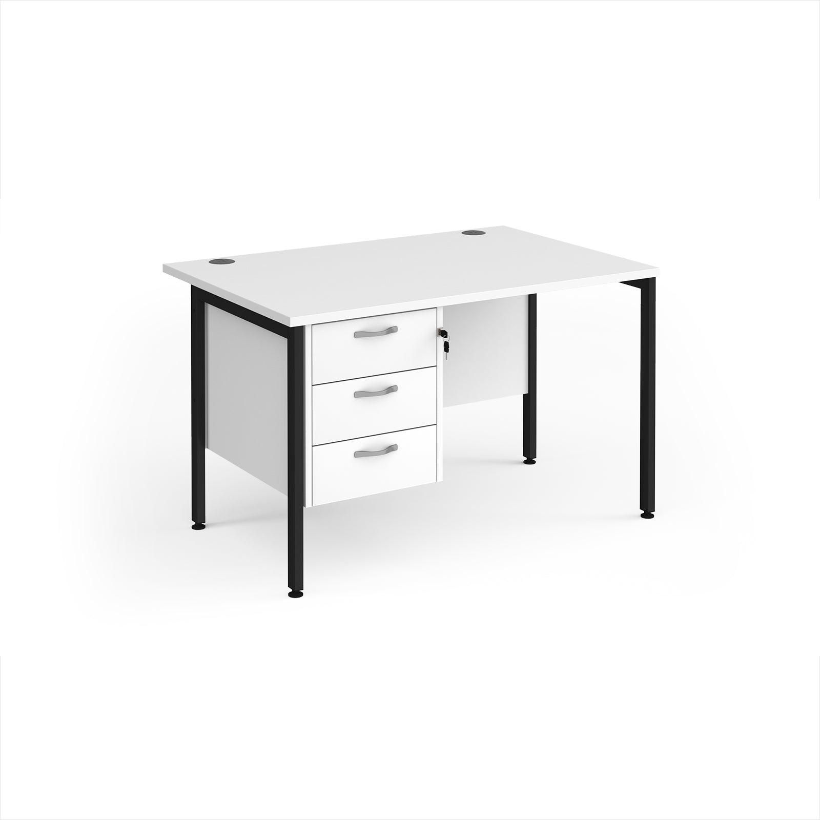 Maestro 25 H-Frame 800mm deep desk with 3 drawer ped