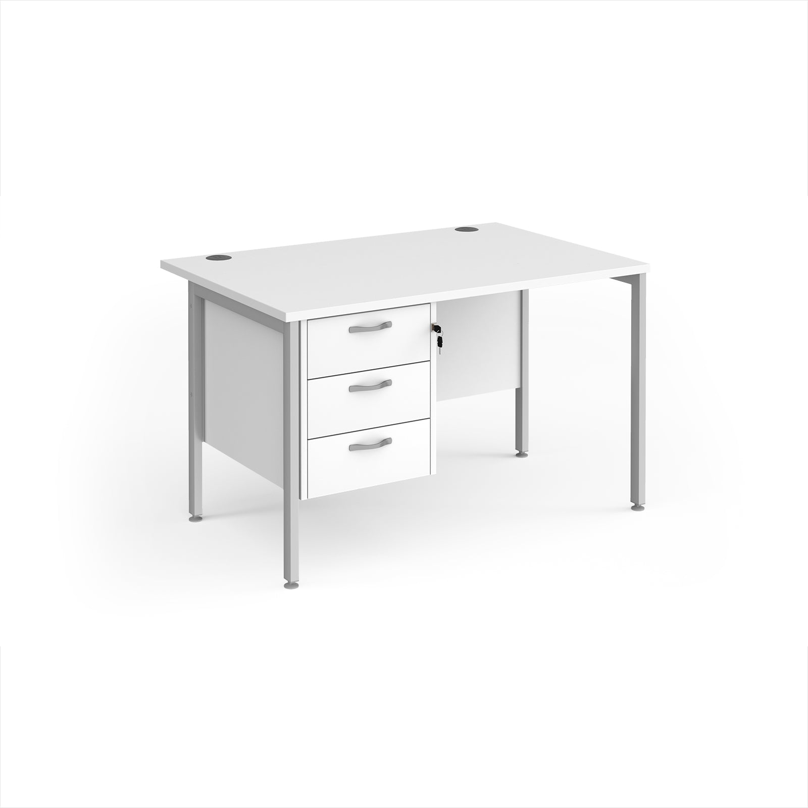 Maestro 25 H-Frame 800mm deep desk with 3 drawer ped