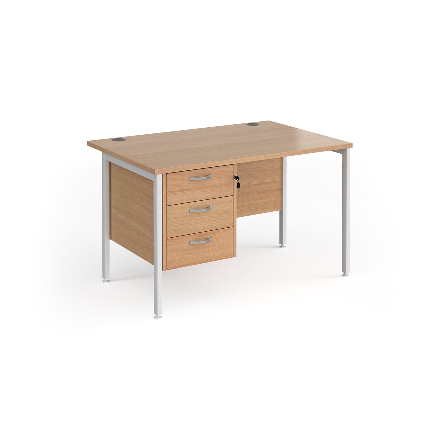 Maestro 25 H-Frame 800mm deep desk with 3 drawer ped