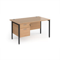 Maestro 25 H-Frame 800mm deep desk with 2 drawer ped