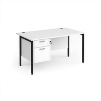 Maestro 25 H-Frame 800mm deep desk with 2 drawer ped
