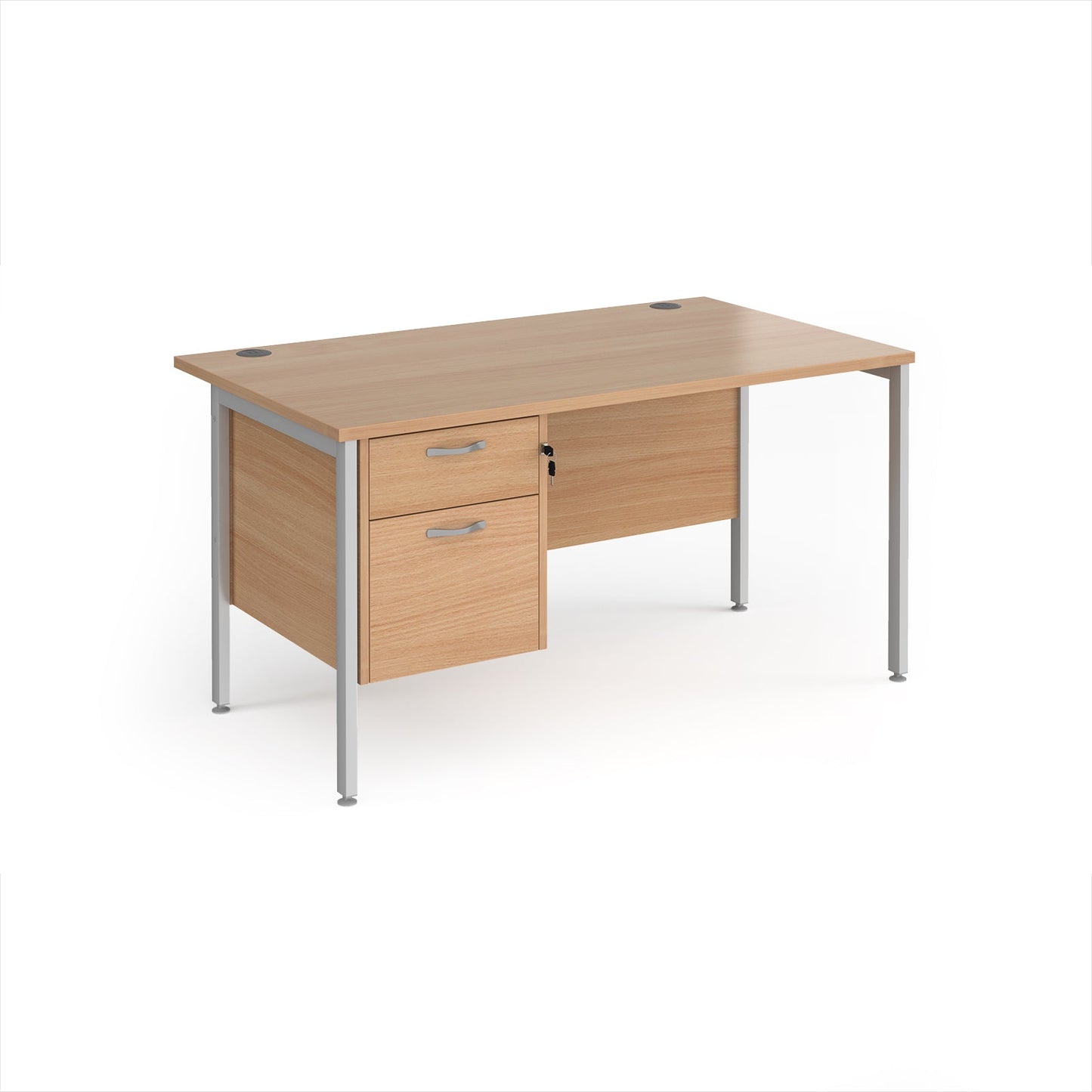 Maestro 25 H-Frame 800mm deep desk with 2 drawer ped