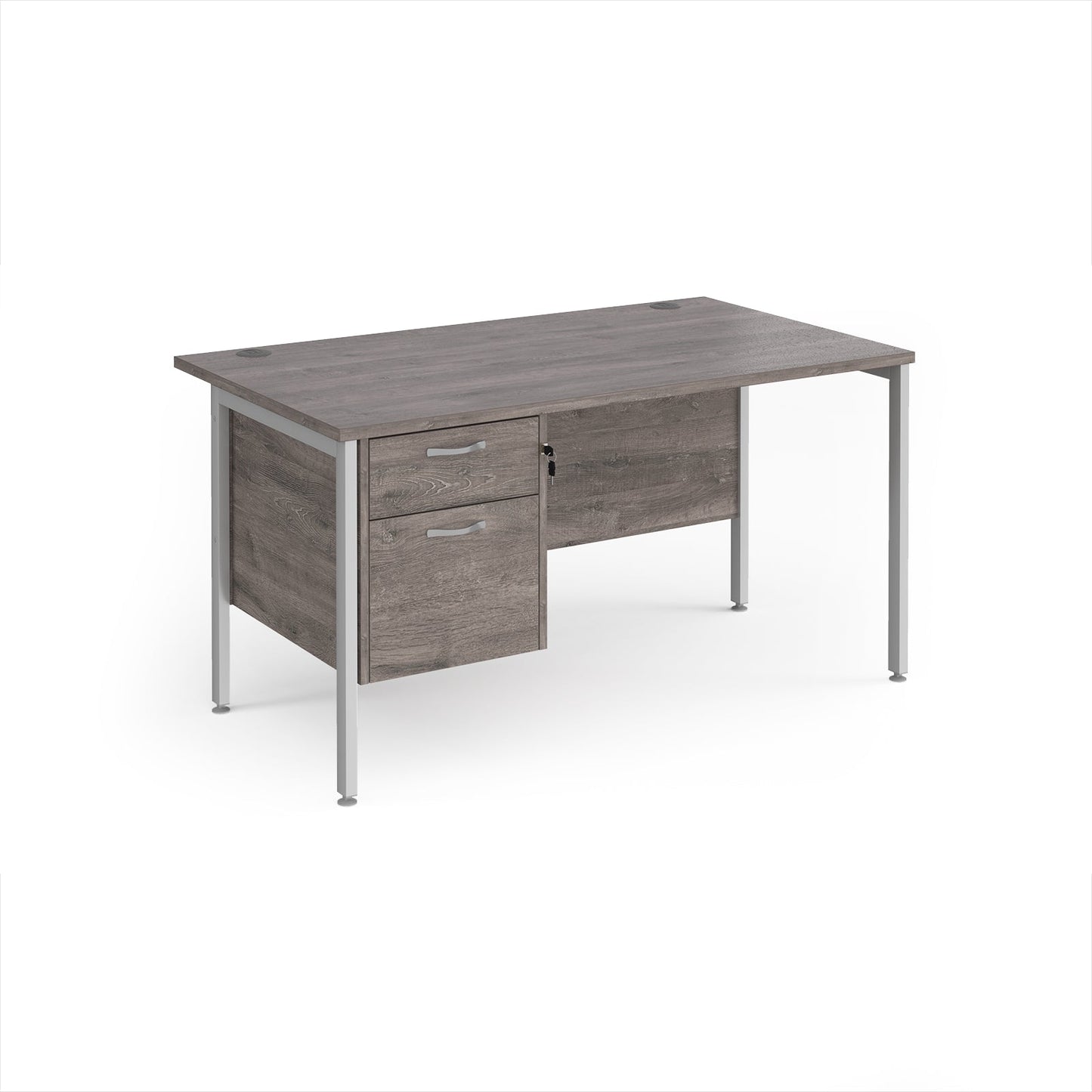 Maestro 25 H-Frame 800mm deep desk with 2 drawer ped