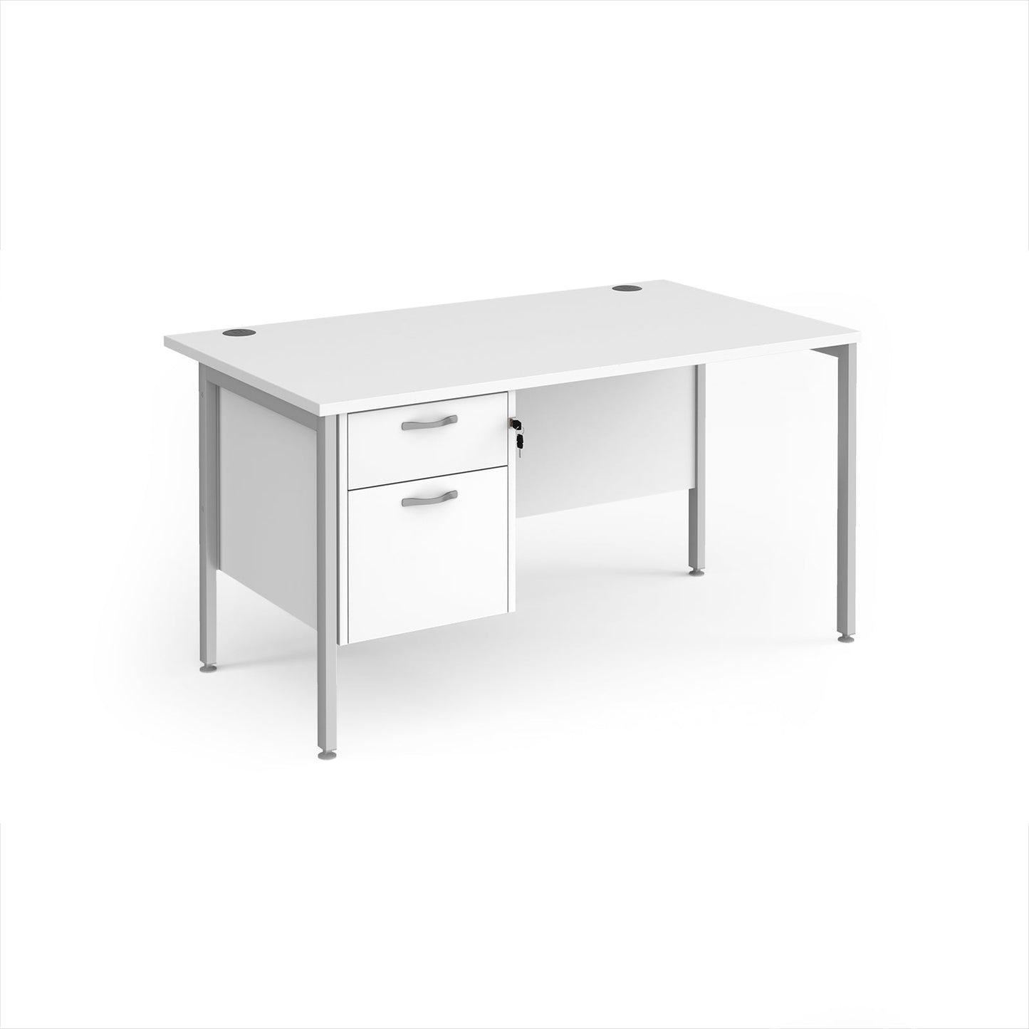 Maestro 25 H-Frame 800mm deep desk with 2 drawer ped