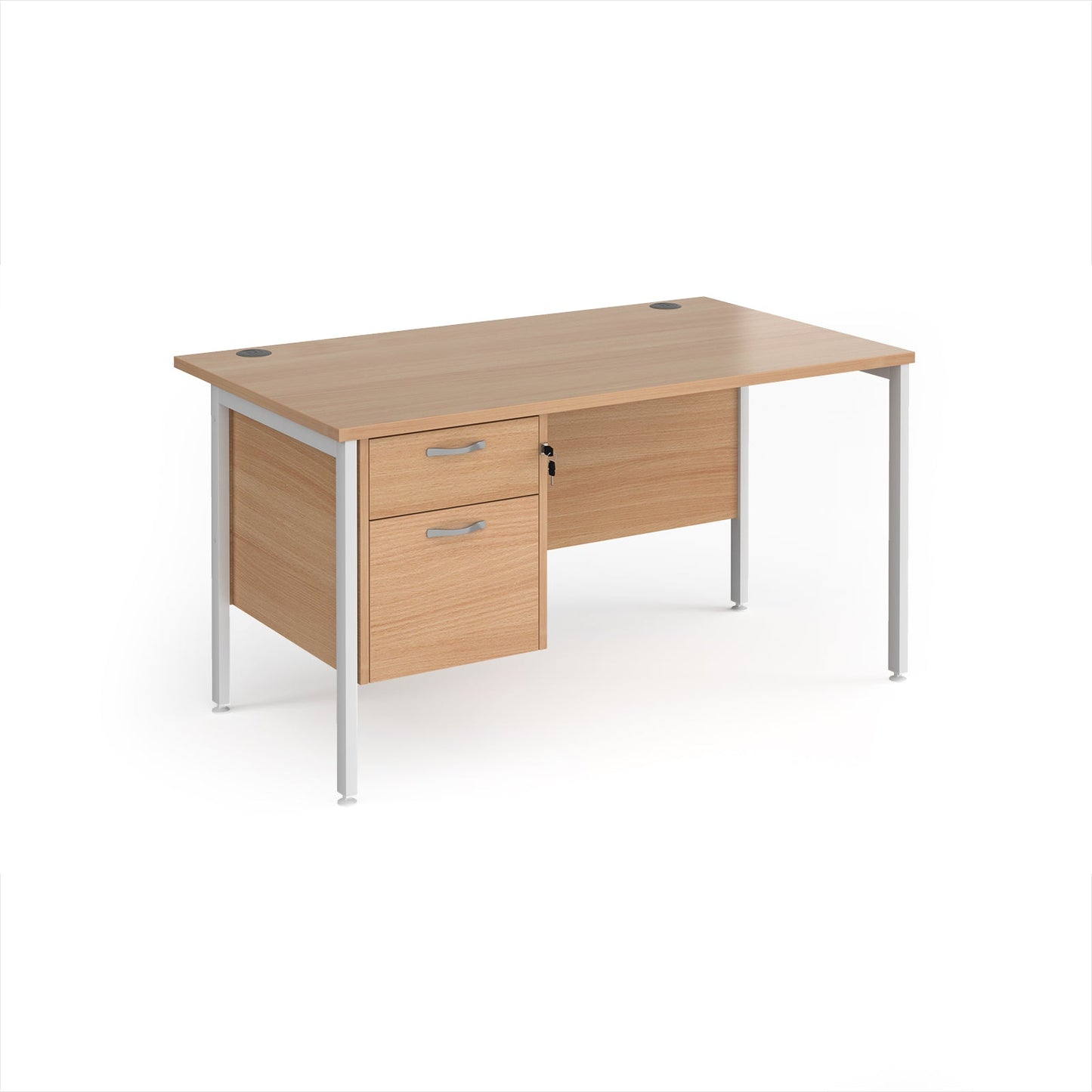 Maestro 25 H-Frame 800mm deep desk with 2 drawer ped