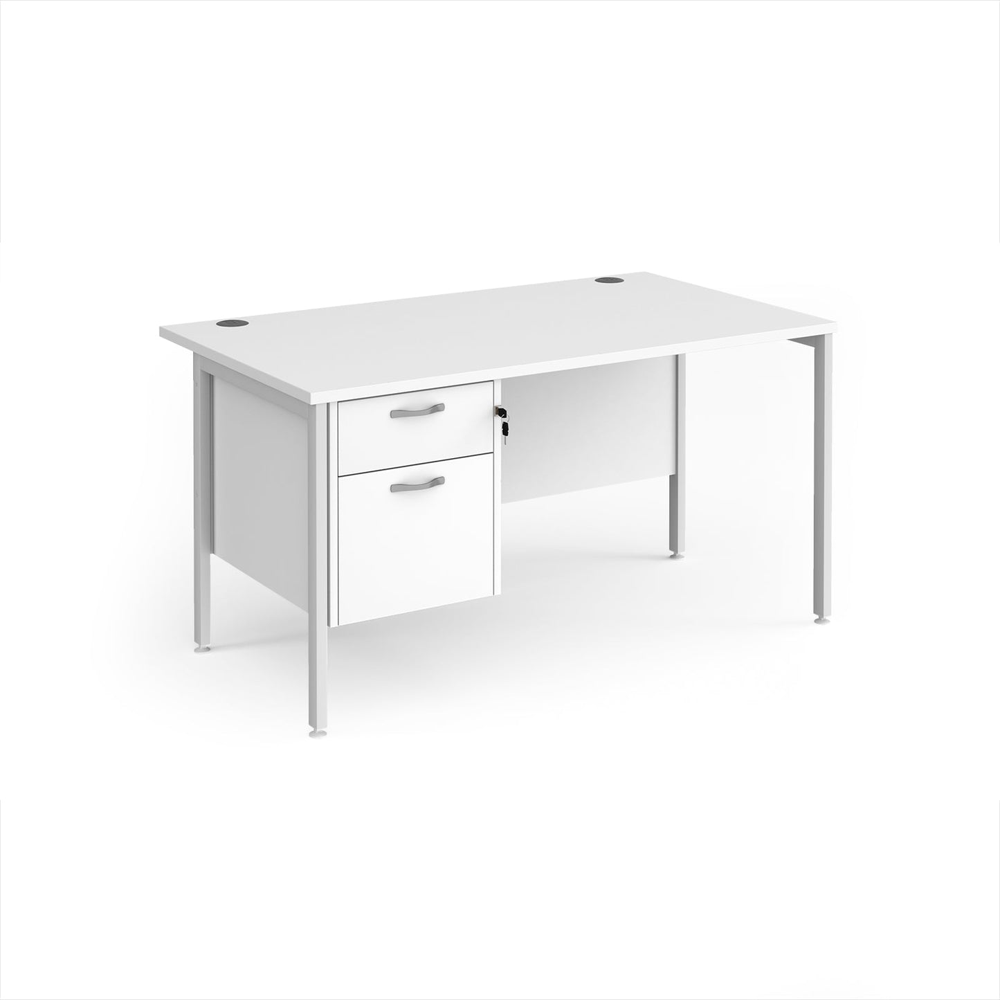 Maestro 25 H-Frame 800mm deep desk with 2 drawer ped