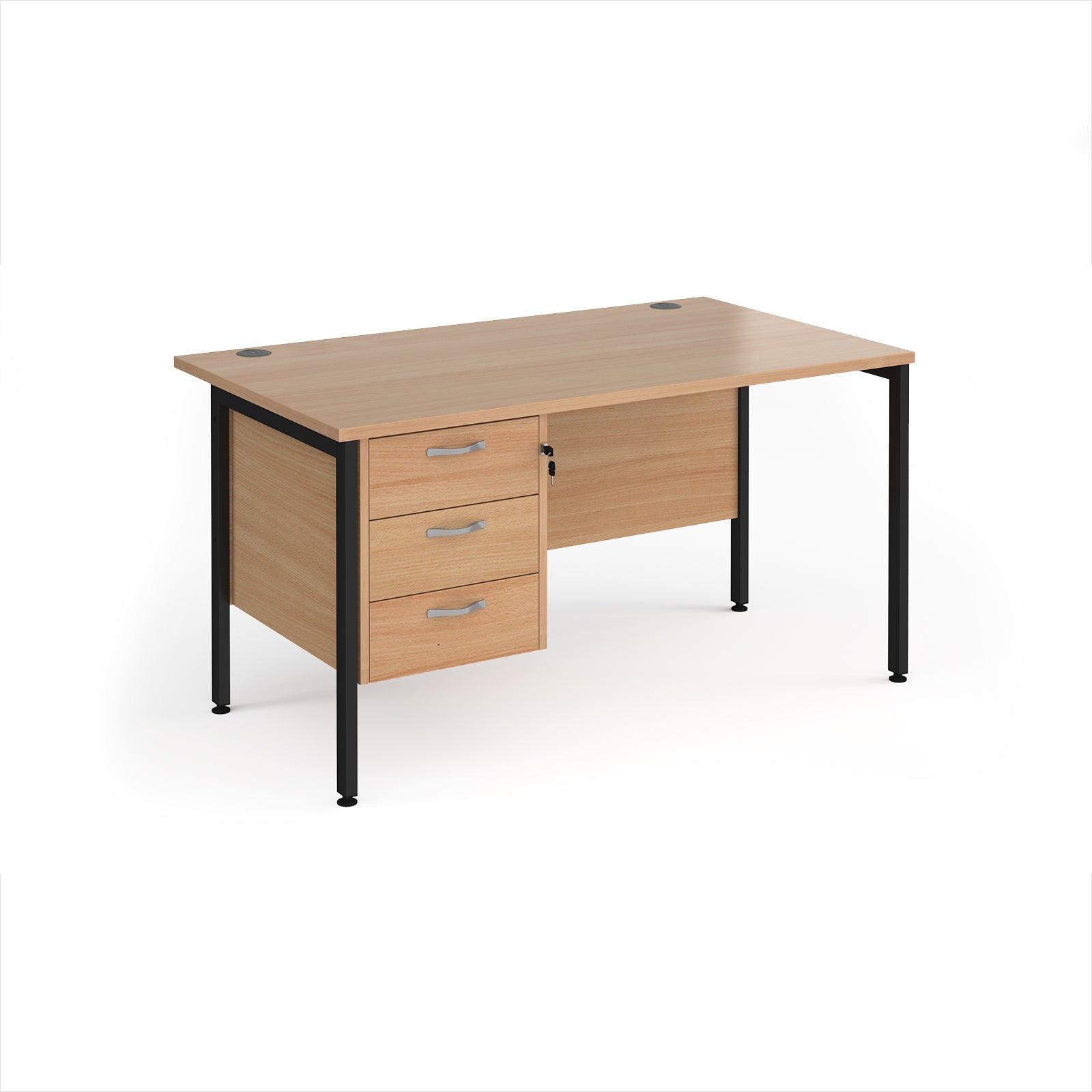 Maestro 25 H-Frame 800mm deep desk with 3 drawer ped