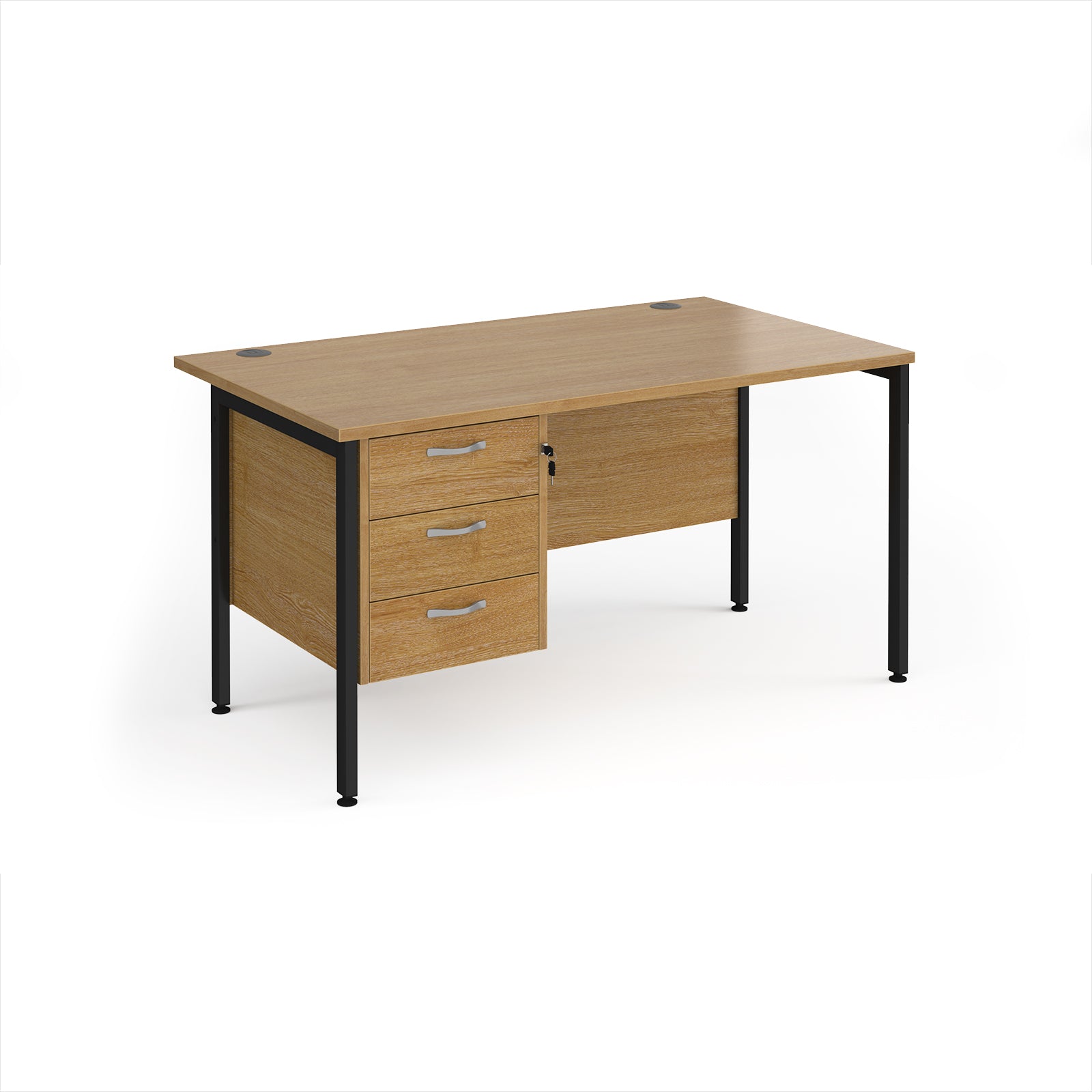 Maestro 25 H-Frame 800mm deep desk with 3 drawer ped