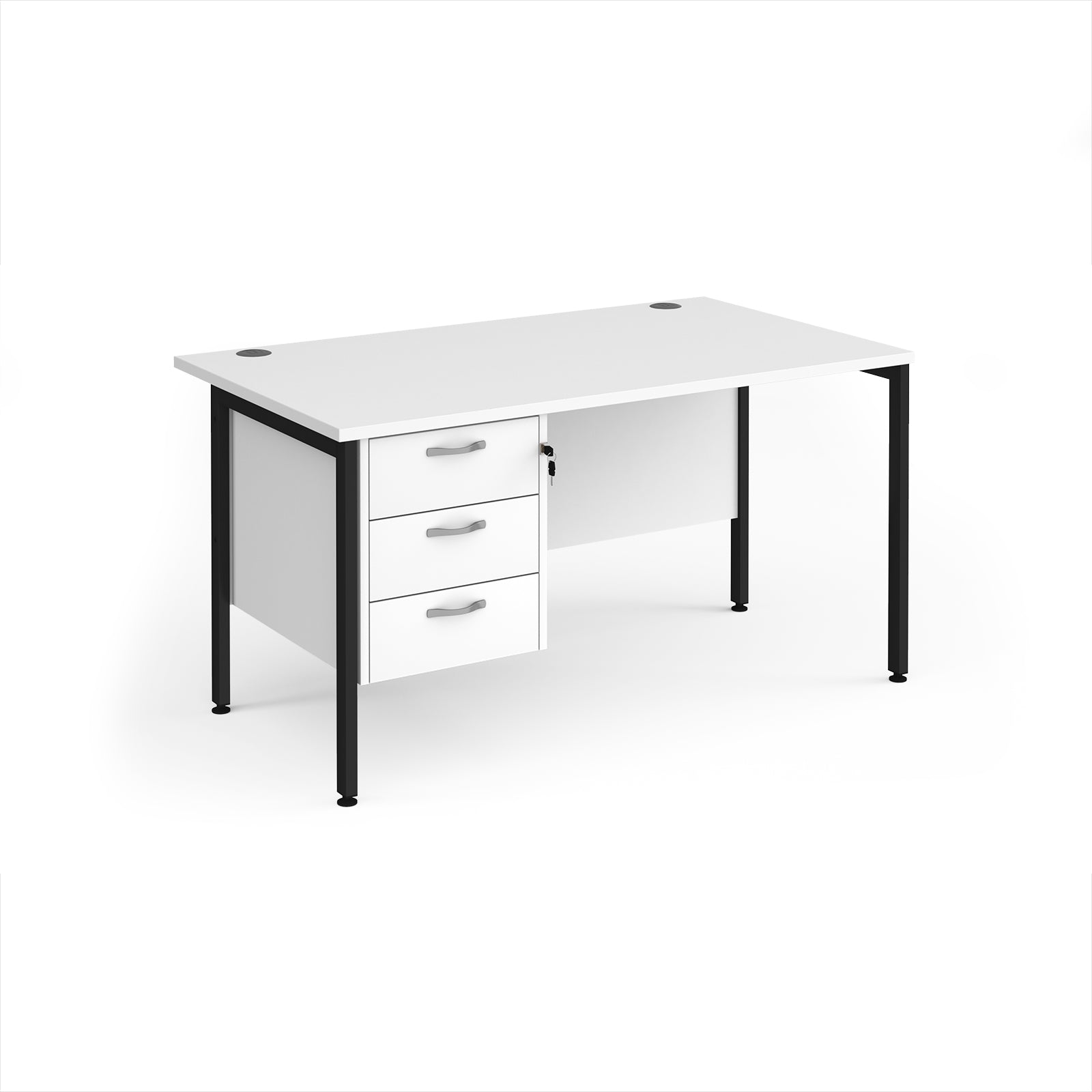 Maestro 25 H-Frame 800mm deep desk with 3 drawer ped