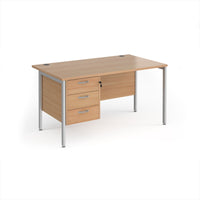 Maestro 25 H-Frame 800mm deep desk with 3 drawer ped