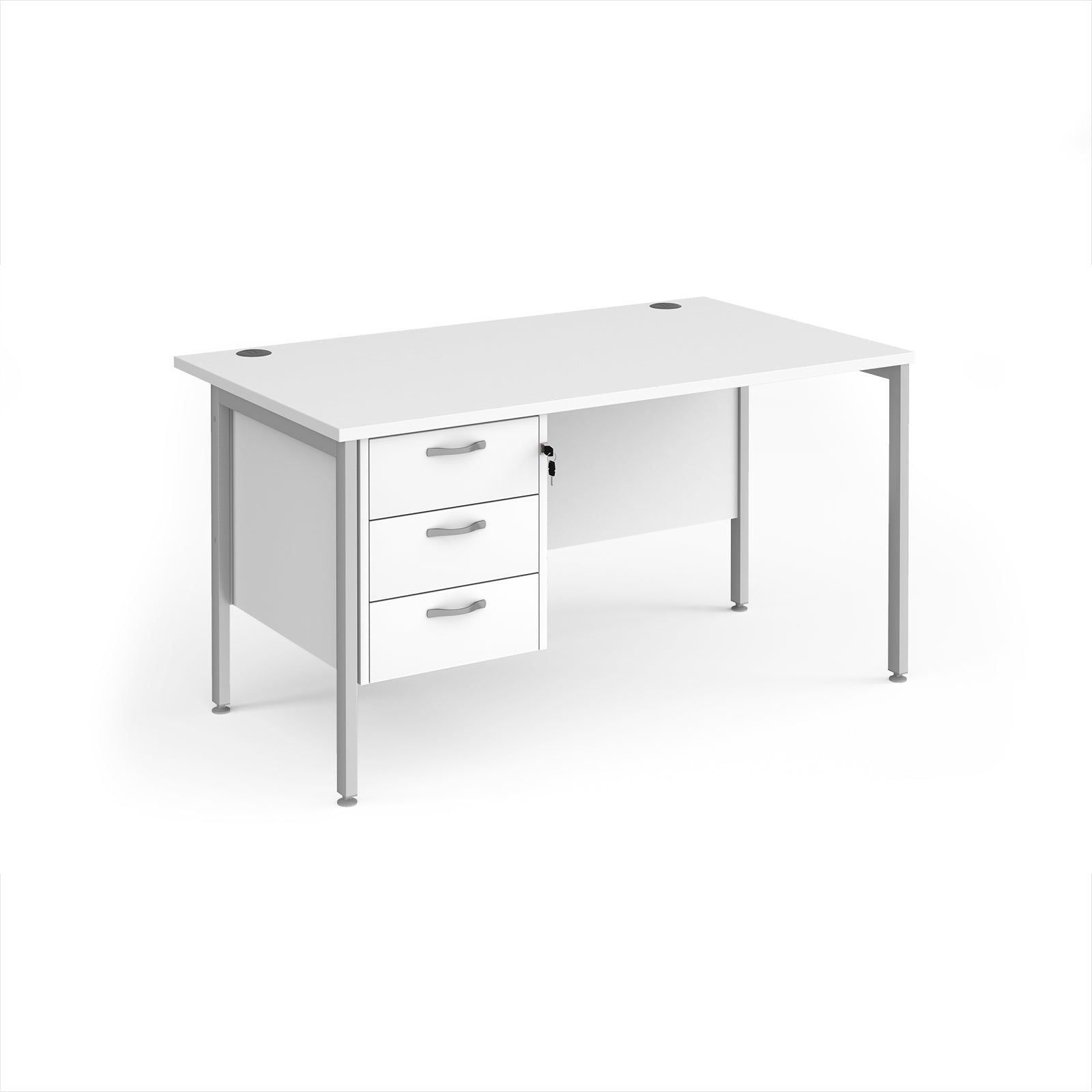 Maestro 25 H-Frame 800mm deep desk with 3 drawer ped