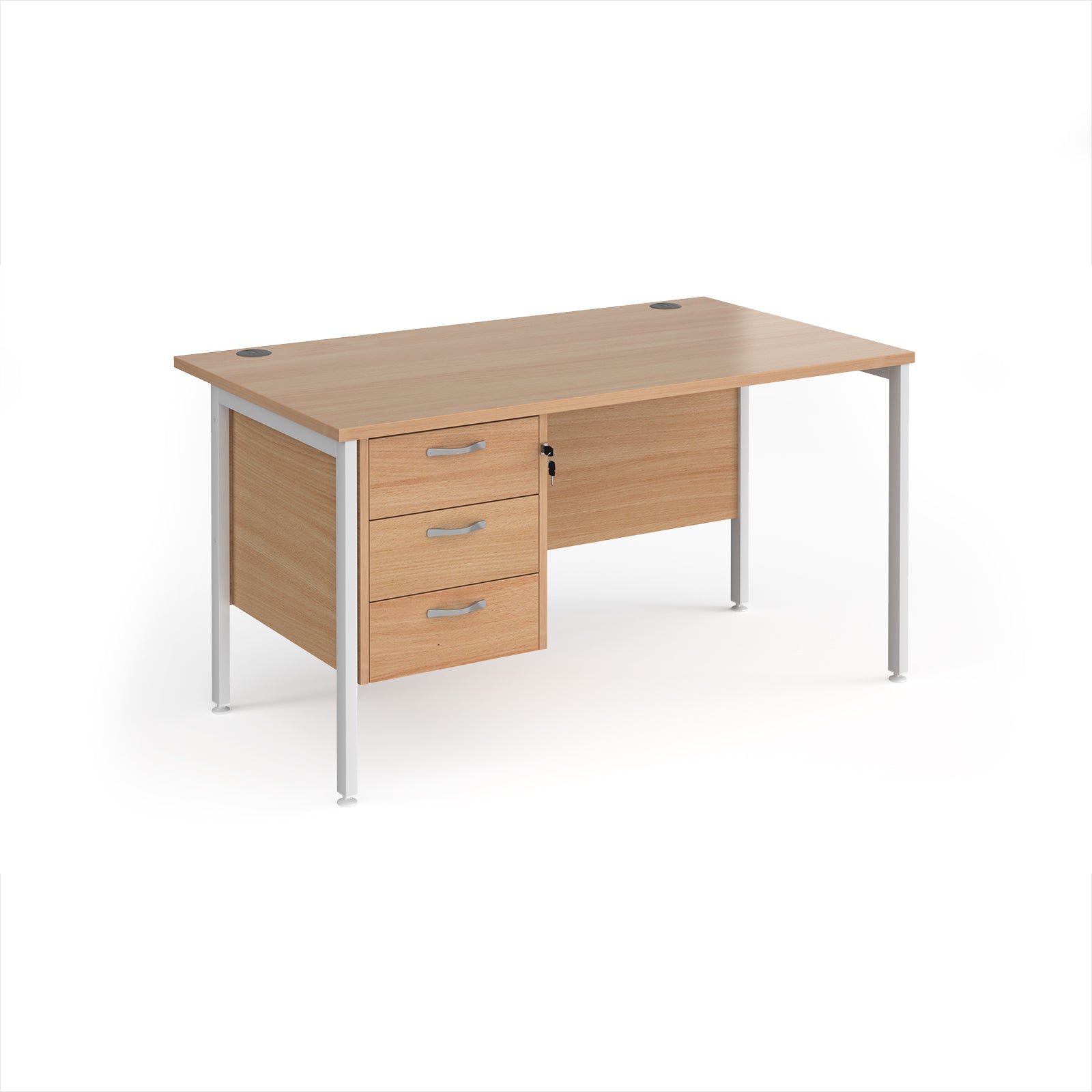 Maestro 25 H-Frame 800mm deep desk with 3 drawer ped