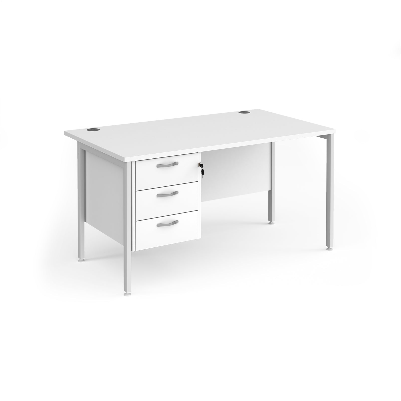 Maestro 25 H-Frame 800mm deep desk with 3 drawer ped