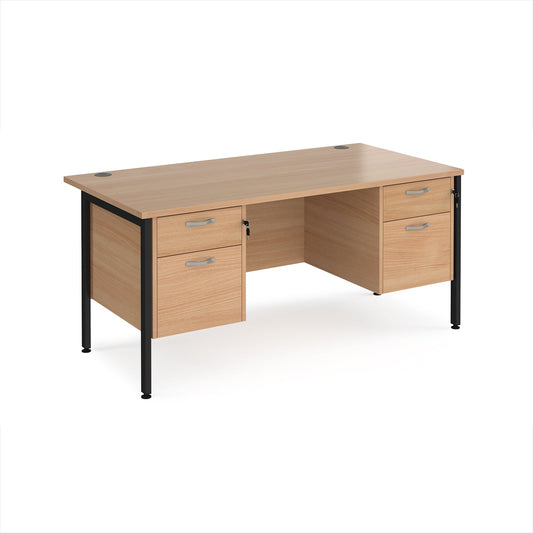 Maestro 25 H-Frame 800mm deep desk with 2 x 2 drawer peds