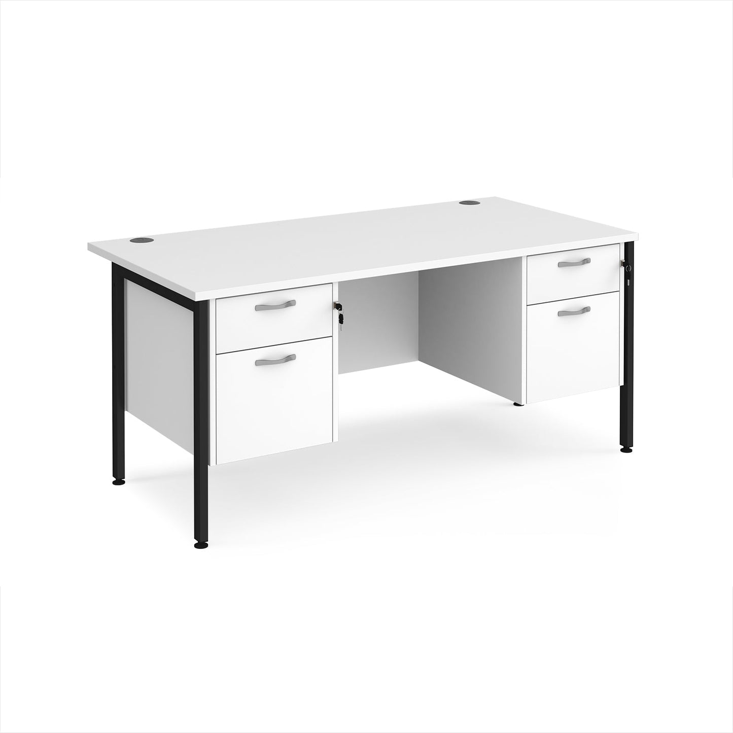 Maestro 25 H-Frame 800mm deep desk with 2 x 2 drawer peds