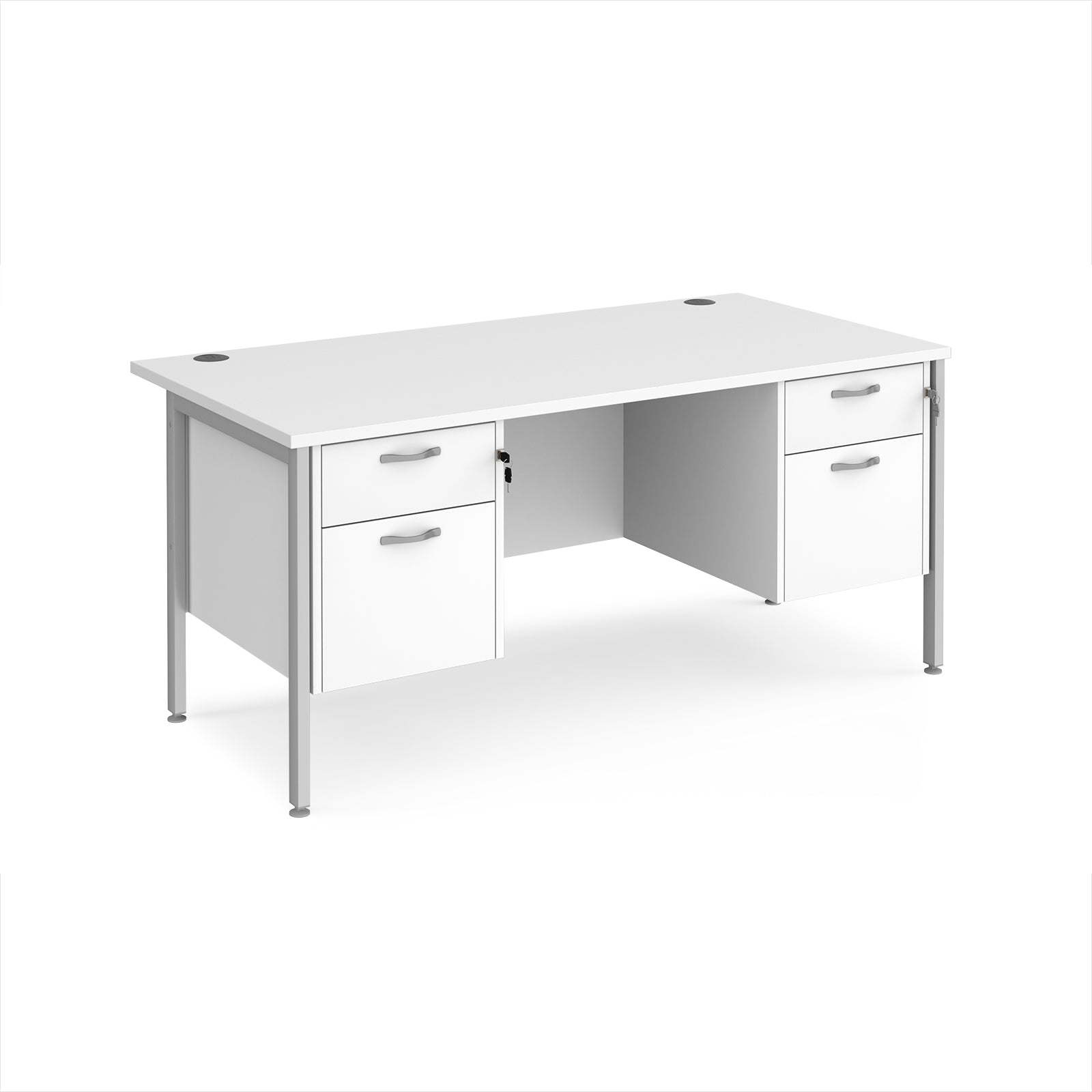 Maestro 25 H-Frame 800mm deep desk with 2 x 2 drawer peds