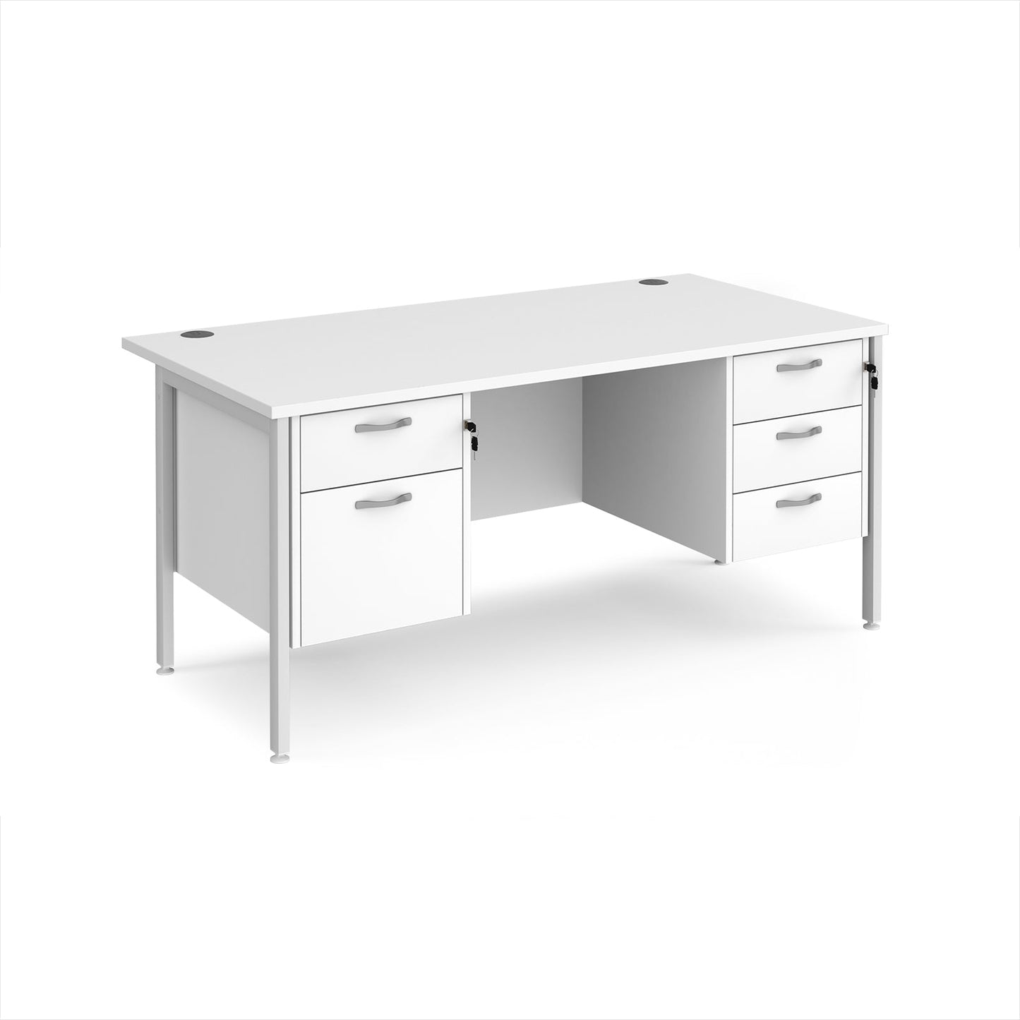 Maestro 25 H-Frame 800mm deep desk with 2 & 3 drawer peds
