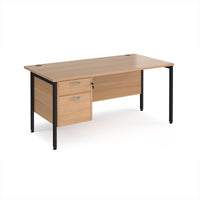 Maestro 25 H-Frame 800mm deep desk with 2 drawer ped