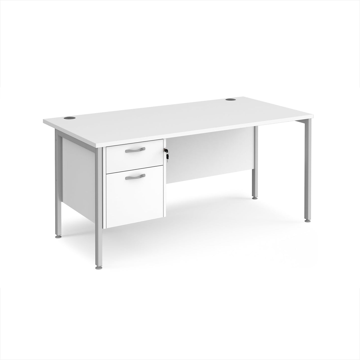Maestro 25 H-Frame 800mm deep desk with 2 drawer ped
