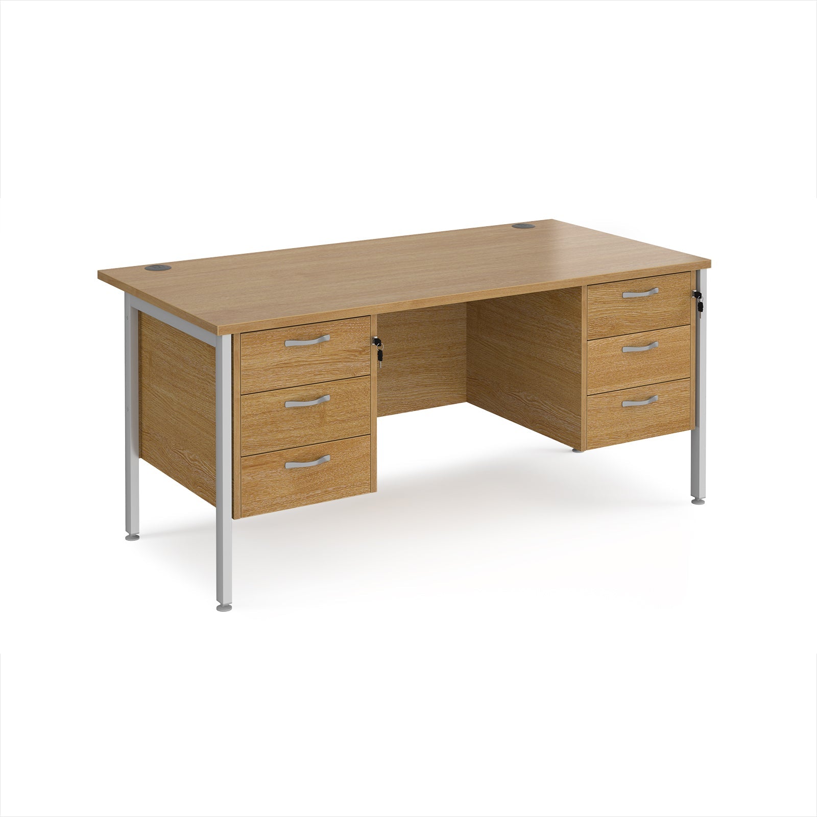 Maestro 25 H-Frame 800mm deep desk with 2 x 3 drawer peds