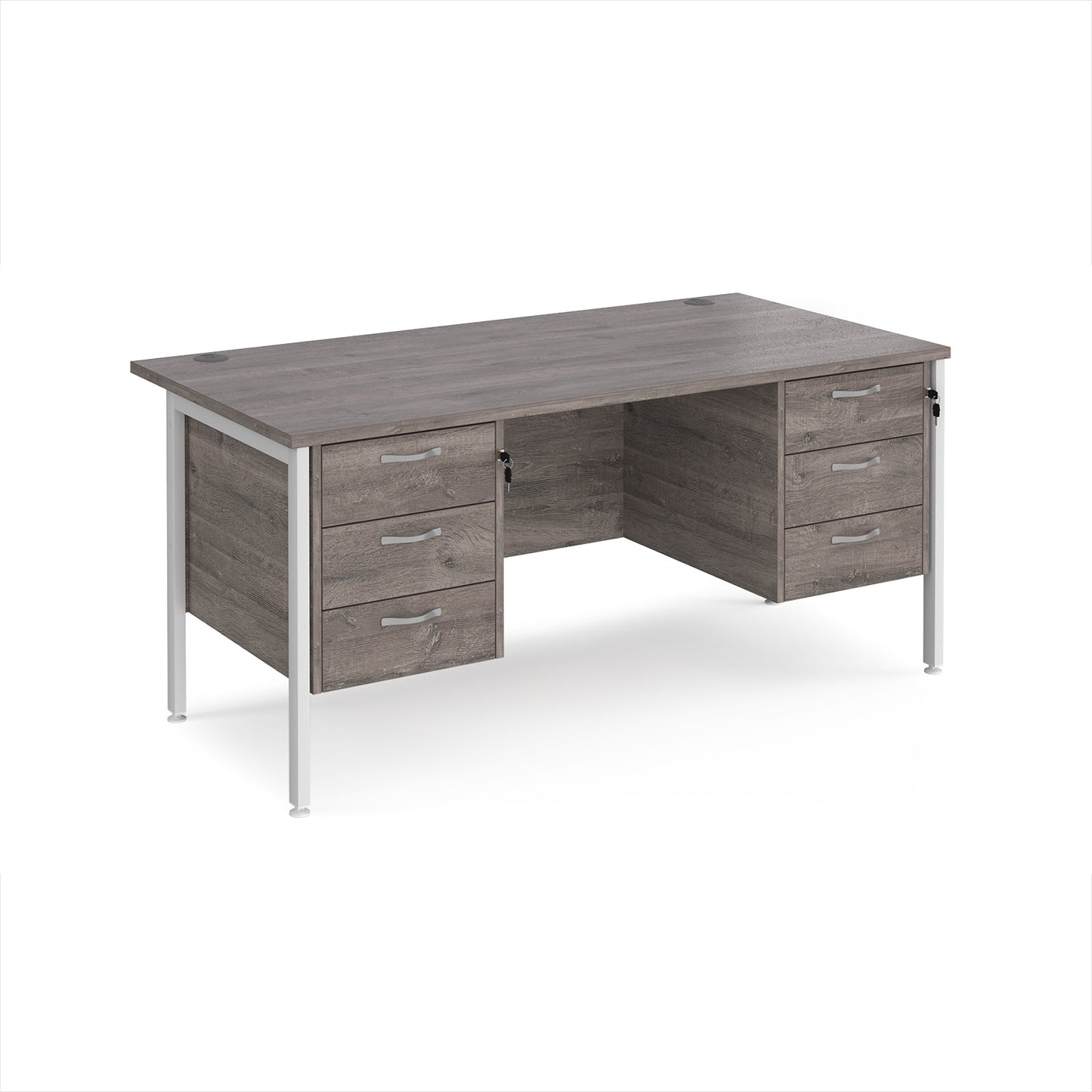 Maestro 25 H-Frame 800mm deep desk with 2 x 3 drawer peds