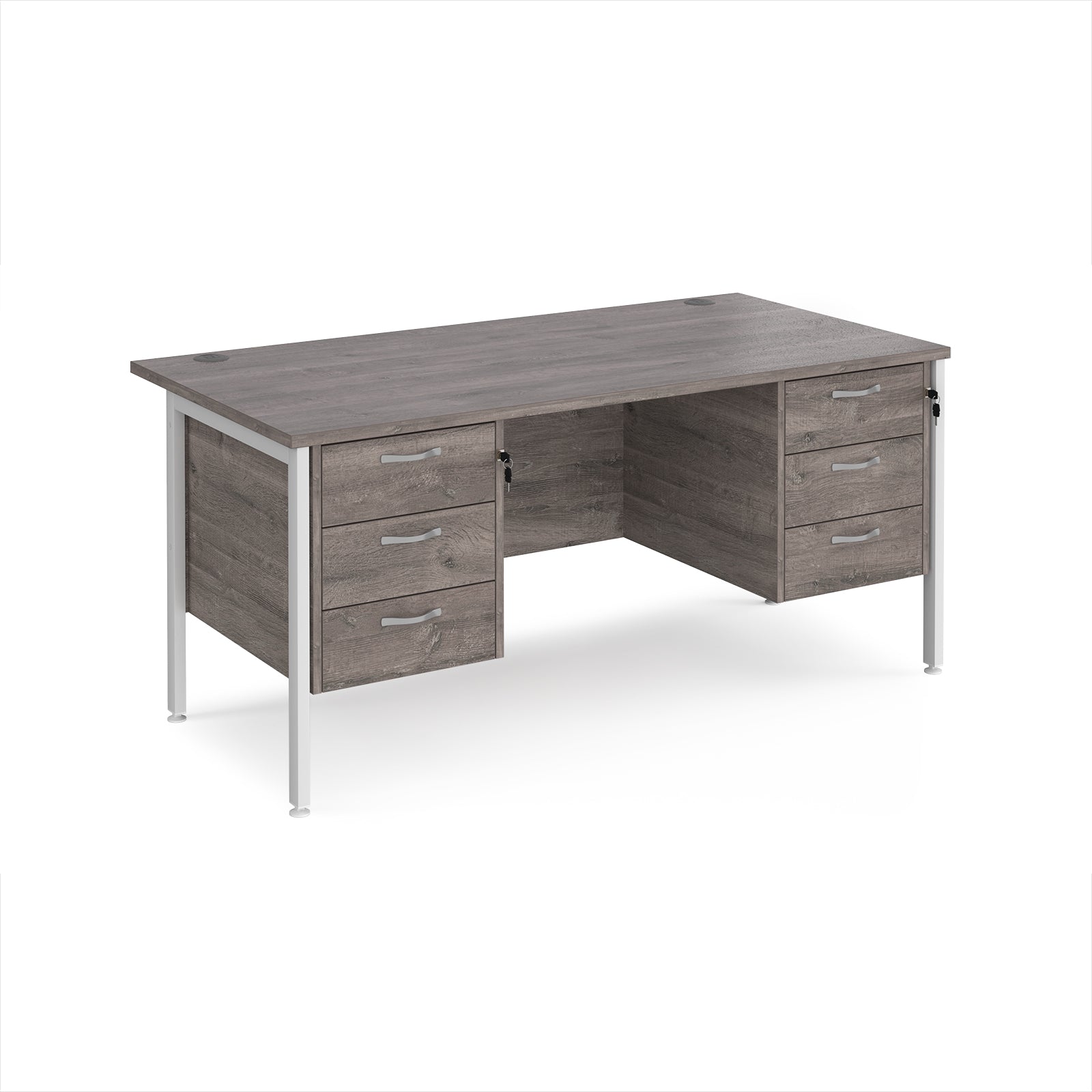 Maestro 25 H-Frame 800mm deep desk with 2 x 3 drawer peds