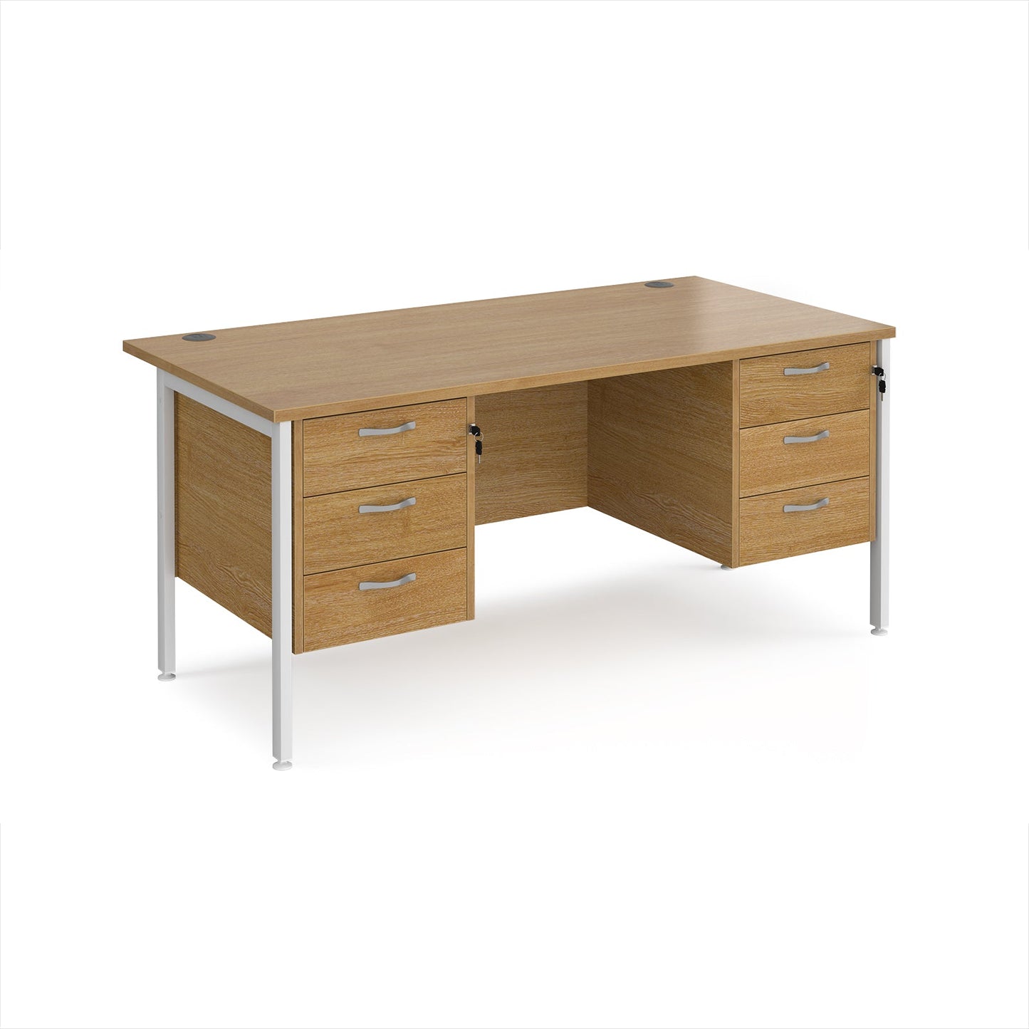 Maestro 25 H-Frame 800mm deep desk with 2 x 3 drawer peds